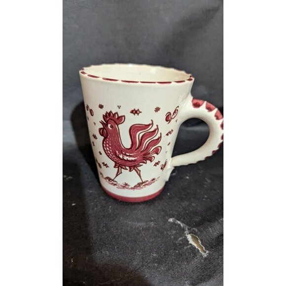 Paul Vogt  cup mug  Rooster floral design Red Farmhouse  Cottage  12 oz - Picture 8 of 8
